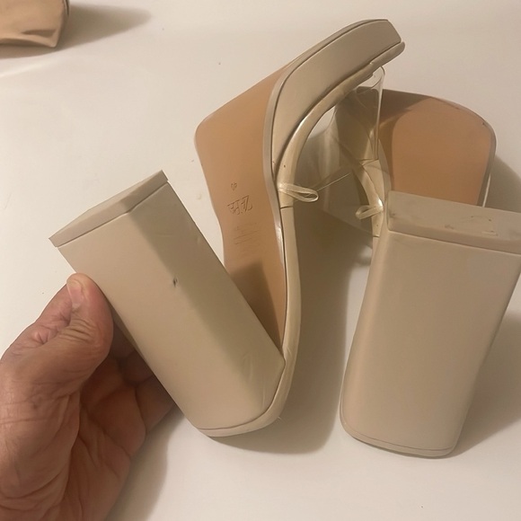 Zara Heels Slip-on Platform Cocktail Ivory Solid Shoes - Picture 8 of 8